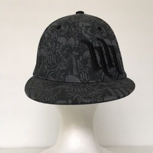 Grey and Black Skull Snapback Hat